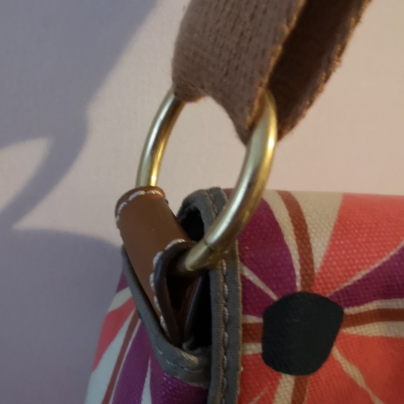 Fantastic Fossil Messenger Bag / Briefcase Orange & Purple Flowers Multi Pockets - Picture 5 of 13